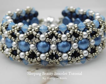Beaded Bracelet Tutorial, Sleeping Beauty Bracelet, Beadweaving Pattern, Czechmates, 4mm Bicone, Bracelet Pattern, Beading Pattern, PDF