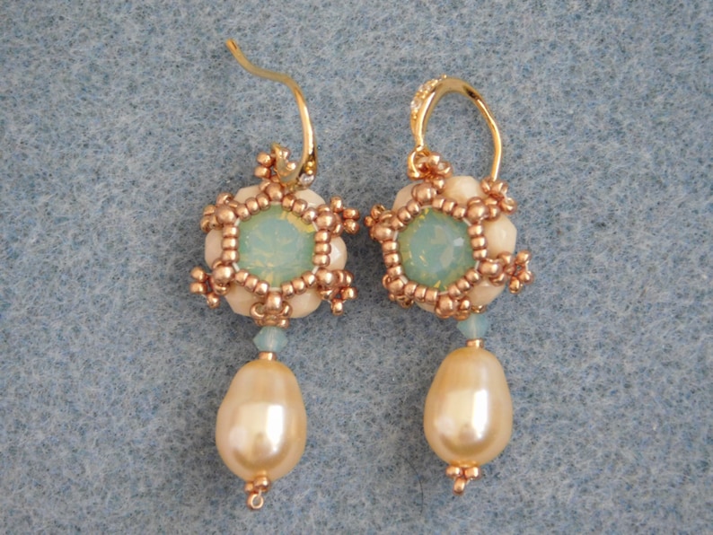 Earring Tutorial, Bead Pattern, Instructions, Swarovski, Beadweaving, Pearl, Beaded, Chaton, PDF, Digital Download image 3