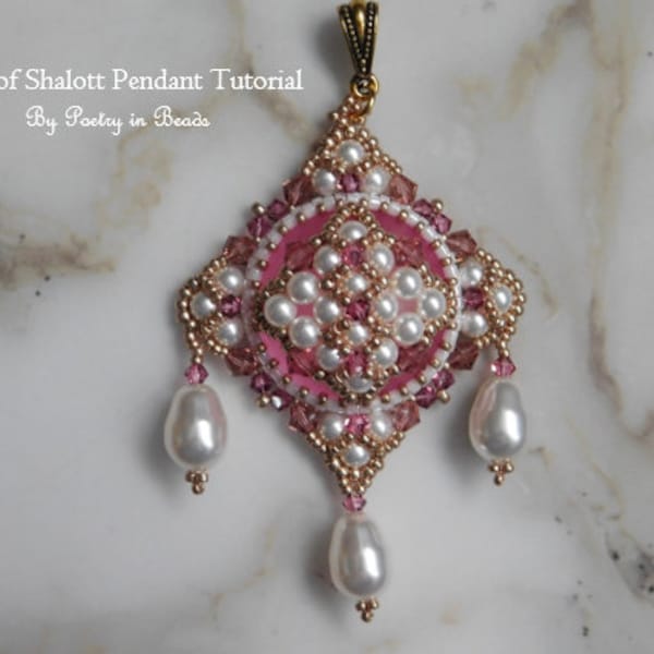 Beaded Jewelry, Lady of Shalott Pendant Tutorial, Beading Tutorial, Jewelry Pattern, Beadweaving, Lunasoft, Pearl Necklace, Handmade Jewelry
