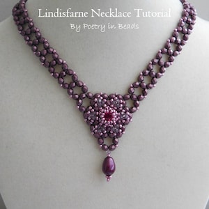 Tutorial perline, Tutorial collana Lindisfarne, Schema perline, Schema perline, Firepolish da 4 mm, Chaton da 8 mm, Tutorial per tessitura di perline, PDF