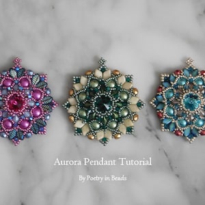 Beaded Jewelry Pattern, Aurora Pendant Tutorial, Jewelry Making, Beadweaving, Kite Beads, Diamonduos, Gemduos, Beading Tutorial, PDF