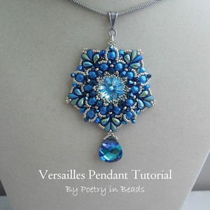 Versailles Pendant Tutorial, Beading Tutorial, Beaded Jewelry, Zoliduo, Dropduo, Beading Pattern, Swarovski, Beaded Pendant Pattern, PDF