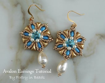 Beaded Jewelry, Avalon Earrings Tutorial, Beading Tutorial, Beading Pattern, Irisduo, Vexolo, Beadweaving, Jewelry Tutorial, Earrings PDF