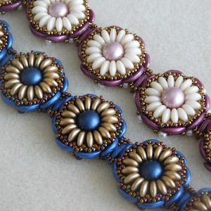 Beaded Bracelet Tutorial, Beading Pattern, Beadweaving, Czechmates, 2 hole Crescent beads, 2 hole lentil beads, Pearl beads, Jewelry, PDF