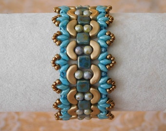 Beaded Bracelet Tutorial, Beading Bracelet Pattern, Persephone Bracelet, Arcos Beads, Superduo, Czechmates Tile, Beadweaving, Swarovski, PDF