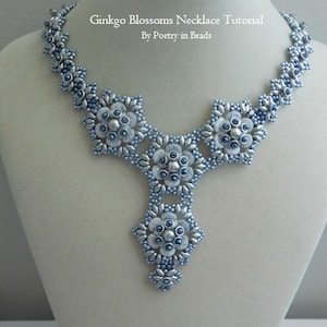 Zelfstudie kralenketting, ginkgobloesemketting, kralenkettingpatroon, ginkgo-kraal, ginkgo-kraal, superduo, kralenweven, kralentutorial