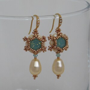 Earring Tutorial, Bead Pattern, Instructions, Swarovski, Beadweaving, Pearl, Beaded, Chaton, PDF, Digital Download image 2