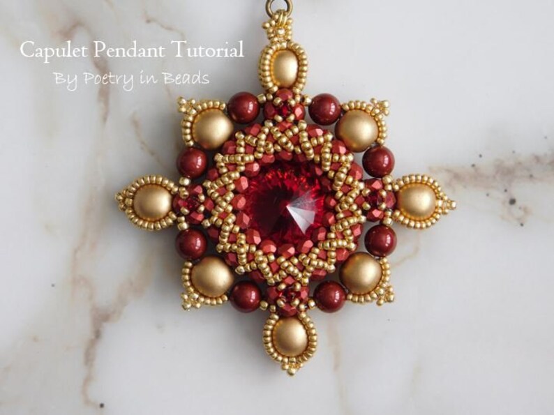 2 Beading Tutorials, Montague and Capulet Tutorials, Pendant Tutorials, Medieval Jewerly, Shakespeare Jewelry, Swarovski, Czechmates Beads image 8