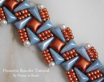 Beaded Bracelet Tutorial, Pirouette Bracelet, Vexolo, Wibeduo, Bracelet Pattern, Beadweaving, Seed Beads, Beading Instructions, PDF Beadwork