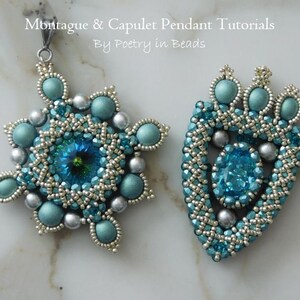2 Beading Tutorials, Montague and Capulet Tutorials, Pendant Tutorials, Medieval Jewerly, Shakespeare Jewelry, Swarovski, Czechmates Beads image 2