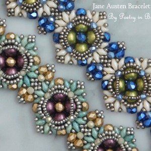 3 kralen sieradenpatronen, Jane Austen sieradenpatronen, kralenweven, kralenwerk, sieraden maken, kralenhandleiding, 10 mm Rivoli, rocailles afbeelding 4