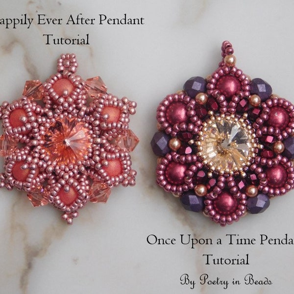 2 Beading Tutorials, Happily Ever After and Once Upon a Time Pendant Tutorials, Beading Patterns, Beadweaving, Jewelry Making, Seed Beads