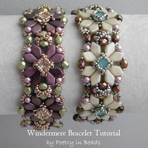 Beaded Jewelry Tutorial, Windermere Bracelet Tutorial, Kite Beads, 6mm Chaton, Firepolish, Beading Pattern, Bracelet Tutorial, Beadweaving