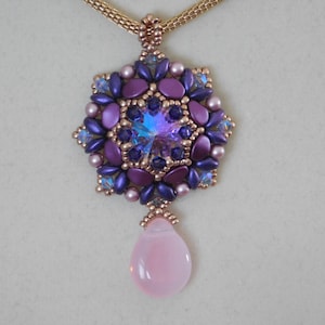 Beaded Pendant Tutorial, Pattern, Instructions, Swarovski, Rivoli, Super duo, Pinch bead, Bicone, Jewelry, Superduo, Beadweaving, PDF