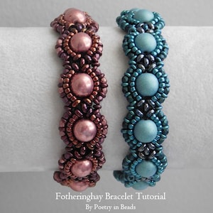 Beading Bracelet Tutorial, Fotheringhay Bracelet, Bead Pattern, Demi Seed Bead, Beadweaving, 8mm Druk, 2mm Firepolish, Pearl Bracelet, PDF