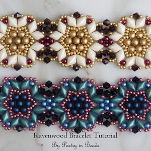 Beaded Jewelry Tutorial, Ravenwood Bracelet Tutorial, Beading Pattern, Bracelet Pattern, Gemduo, Diamonduo, Beadweaving Pattern, Seed Beads