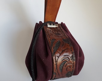 Leather Dice bag, coin pouch, Larp, Floral, western, belt bag, Renfaire