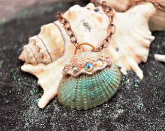 Mermaid necklace, shell pendent, OAK, shell jewelry, Starfish, ocean amulet, Renfaire, MerMay