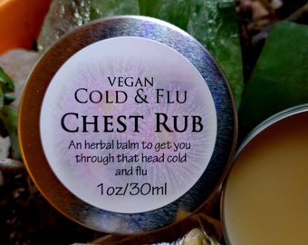Cold & Flu Chest Rub Vegan, Soothing Remedy for Sinus Congestion Relief, Feel Better Balm, allergy relief, all natural cold ease, influenza