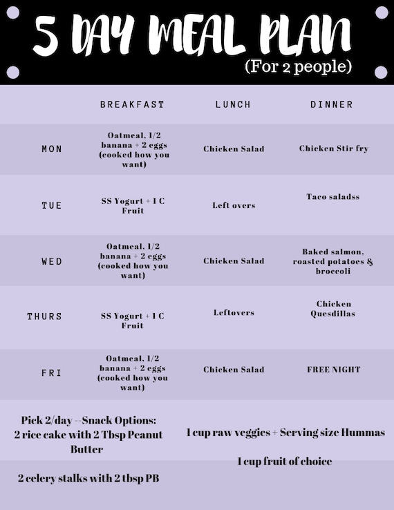 5 Day Healthy Meal Plan 5 Day Healthy Meal Plan