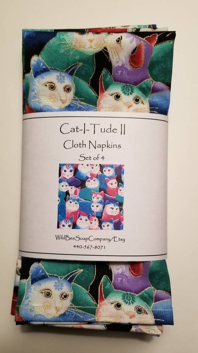 Cat Fabric Napkins Dinner Napkins Cat Cloth Napkins Table Linens Cloth Napkins Cat Fabric Fabric Napkins Table Napkins