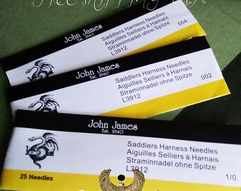 5 Pack - John James Saddlers Harness Needles for Ritza 25 Tiger Thread Hand Sewing Needles