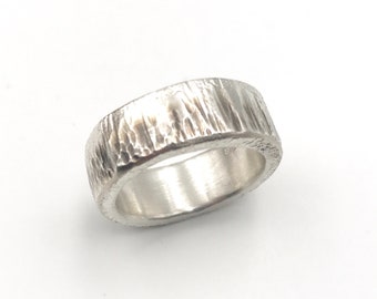 Rustikaler Schmiedering, 925er Silber, geschmiedet, geschmolzen, 9 mm breit, Gr. 62,5, Damenring, Herrenring, Bandring,Geschenk,geschwärzt