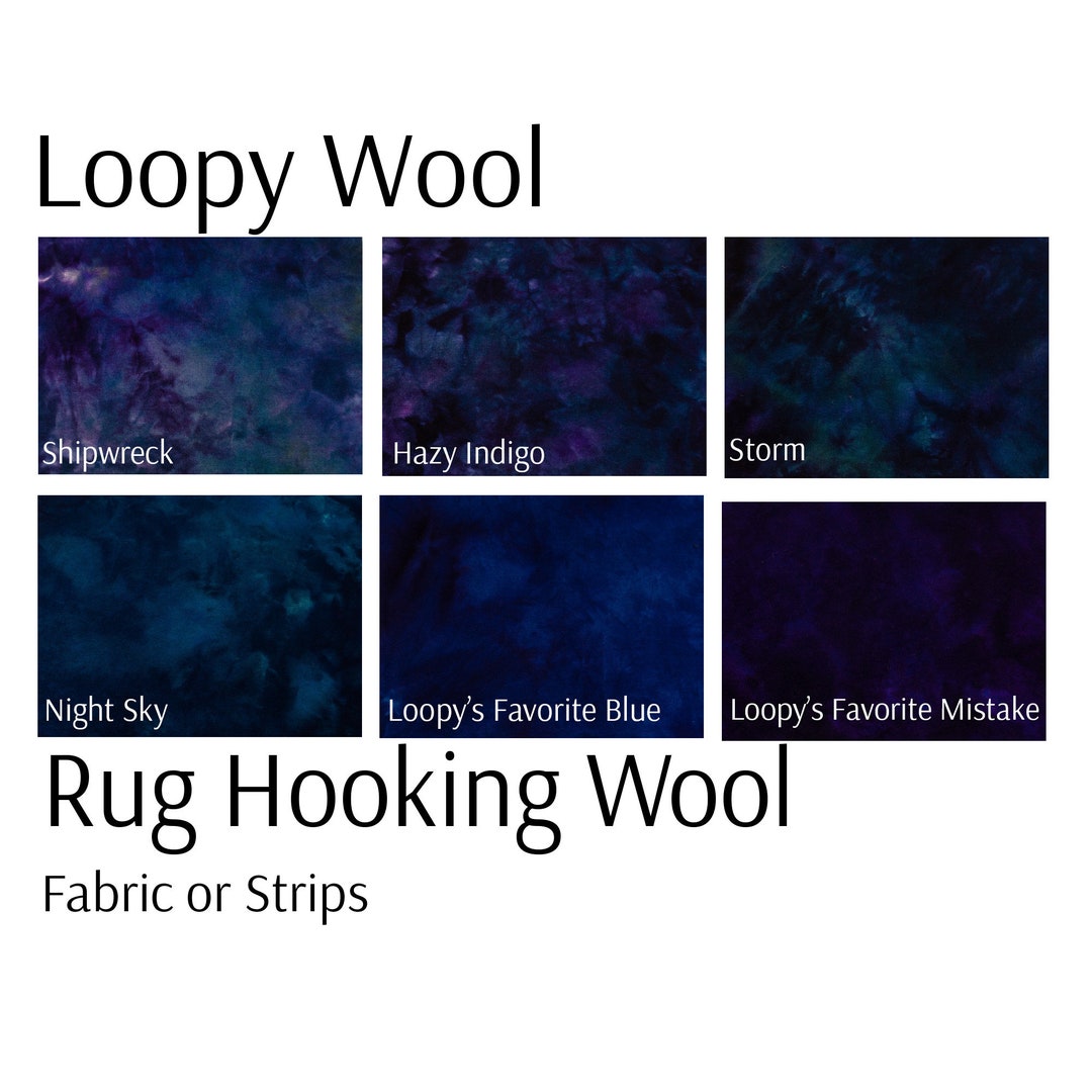 Deep Dark Blue Shades Blue Purple Rug Hooking Wool 100 Etsy