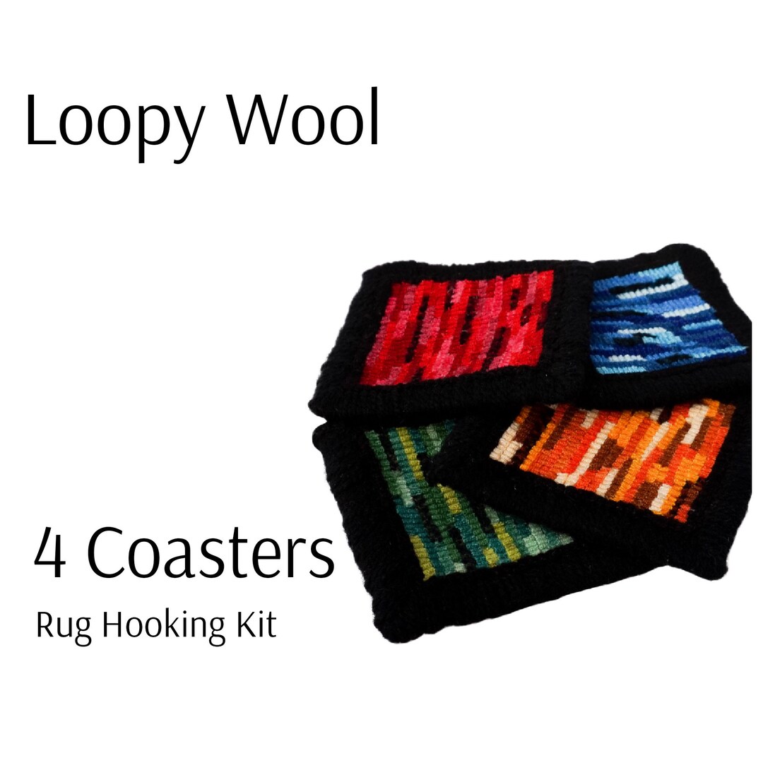 Rug Hooking Kit 4 Coasters, DIY, Craft Kit, Rug Hooking Beginner Kit Etsy