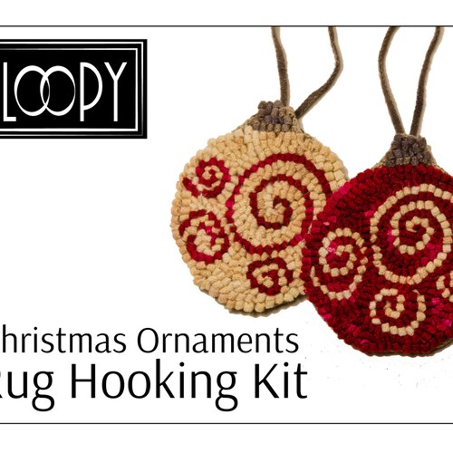 Rug Hooking Kit Christmas Tree Ornament Kit 4 Ornaments Etsy