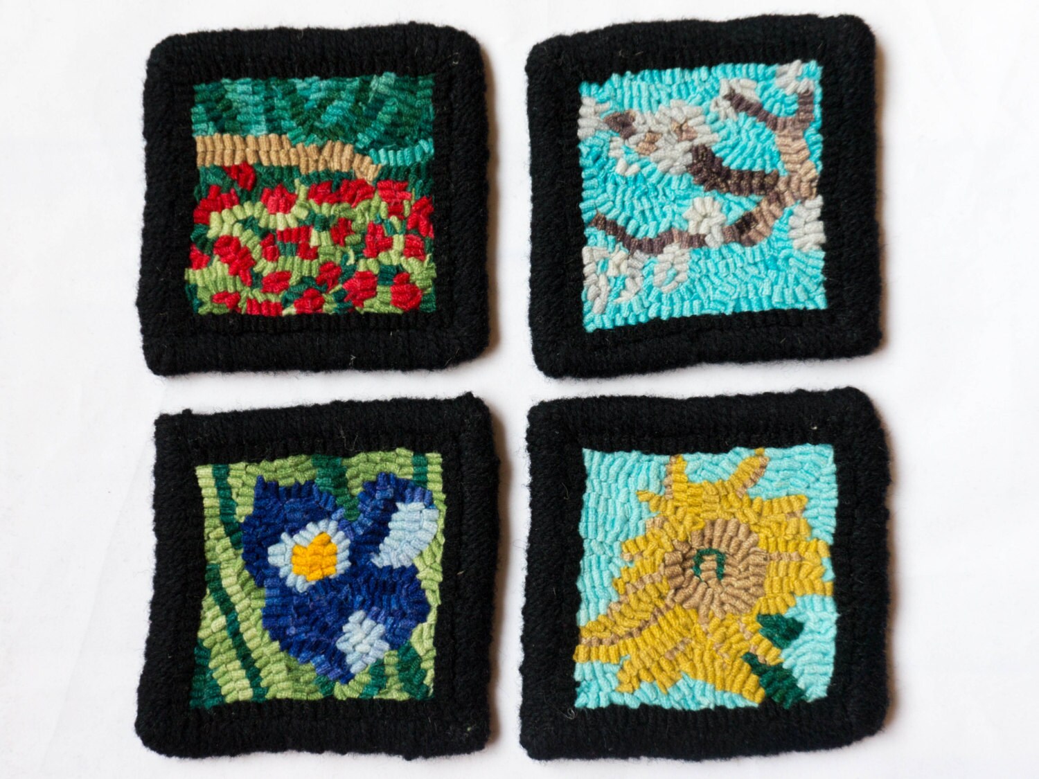 Rug Hooking Kit Van Gogh's Flowers 4 Coasters Rug Hooking Etsy Canada