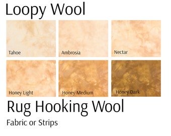 Honey Yellow Rug Hooking Wool, 100% wool fabric and wool strips, hand dyed for rug hooking or wool applique