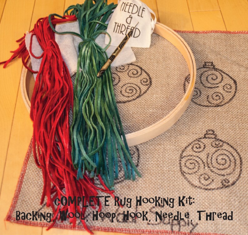 Rug Hooking Kit Christmas Tree Ornament Kit 4 Ornaments Etsy