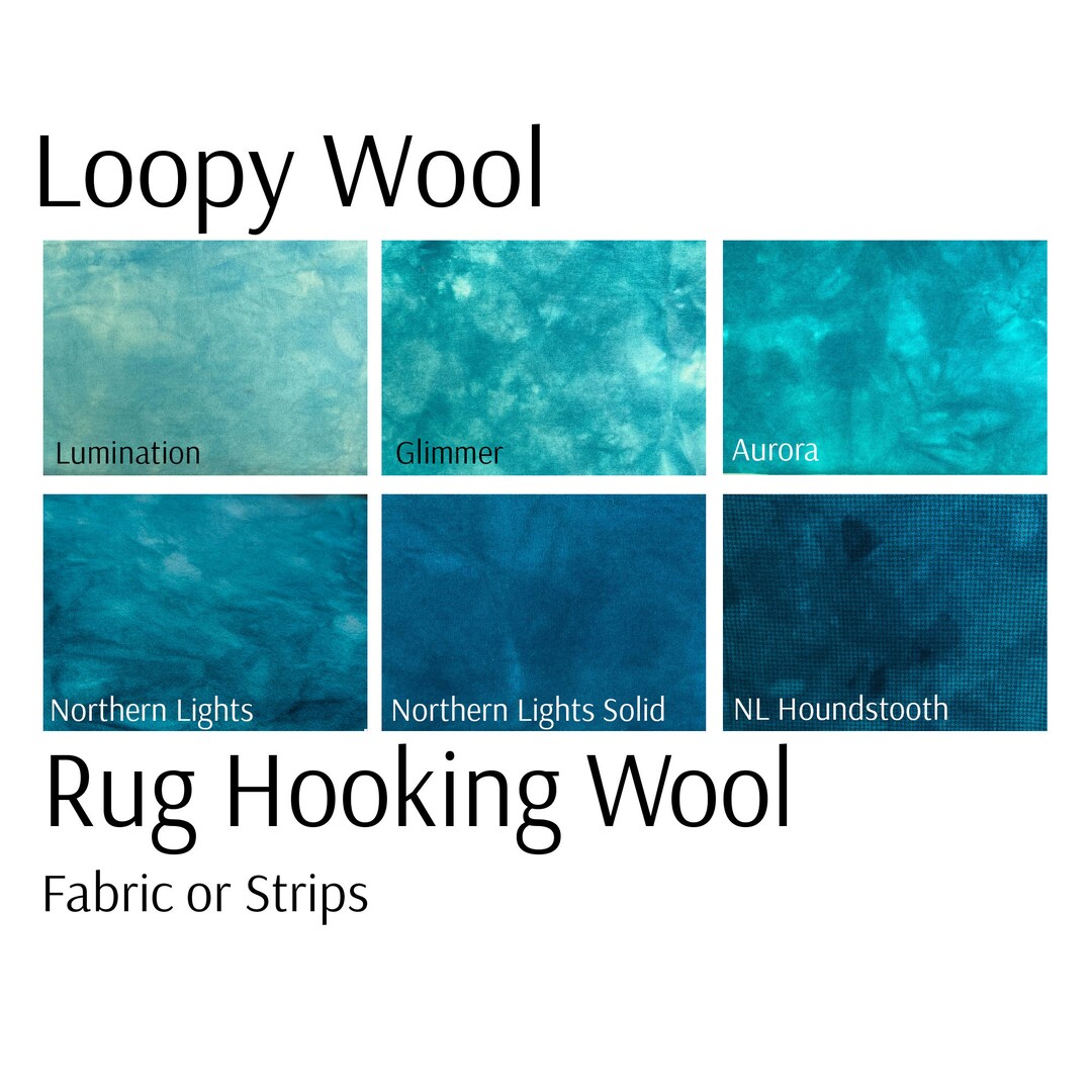 Northern Lights Blue Green Rug Hooking Wool, 100 Wool Fabric and Wool