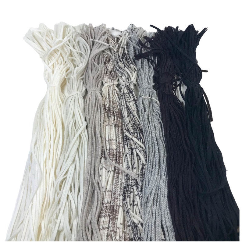 oatmeal wool black 12 yard cut strips Rug hooking wool bundles mixed bundle pack natural white Neutral rug hooking wool
