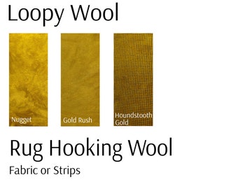 Gold Yellow Rug Hooking Wool, 100% wool fabric and wool strips, hand dyed for rug hooking or wool applique