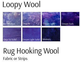 Dream Purple Rug Hooking Wool, 100% wool fabric and wool strips, hand dyed for rug hooking or wool applique