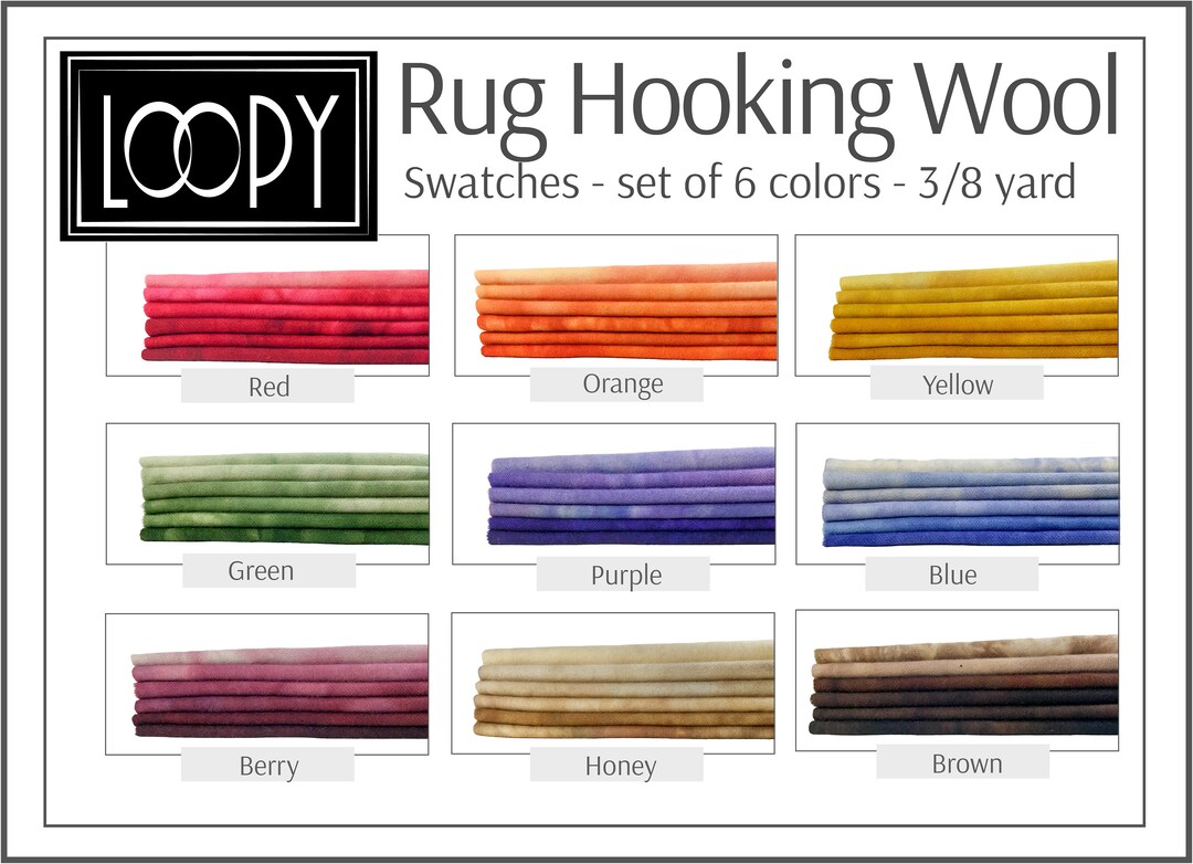 Rug Hooking Wool Swatches Set of 6 Colors 3/8 Yard Total Etsy