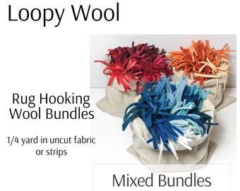 Rug Hooking Wool Bundles - Mixed grab bag rug hooking strips