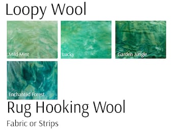 Forest greens Rug Hooking Wool, 100% wool fabric and wool strips, hand dyed for rug hooking or wool applique