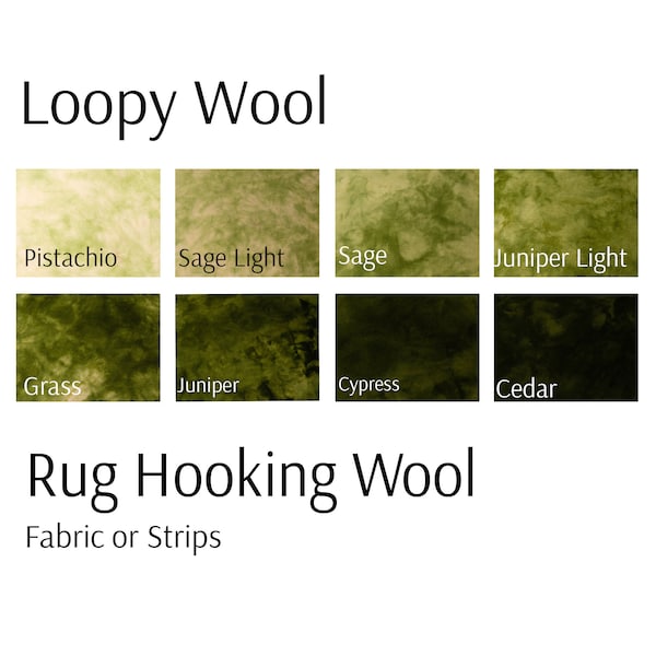 Rug Hooking Wool Moss Green Shades, Green Rug Hooking Wool