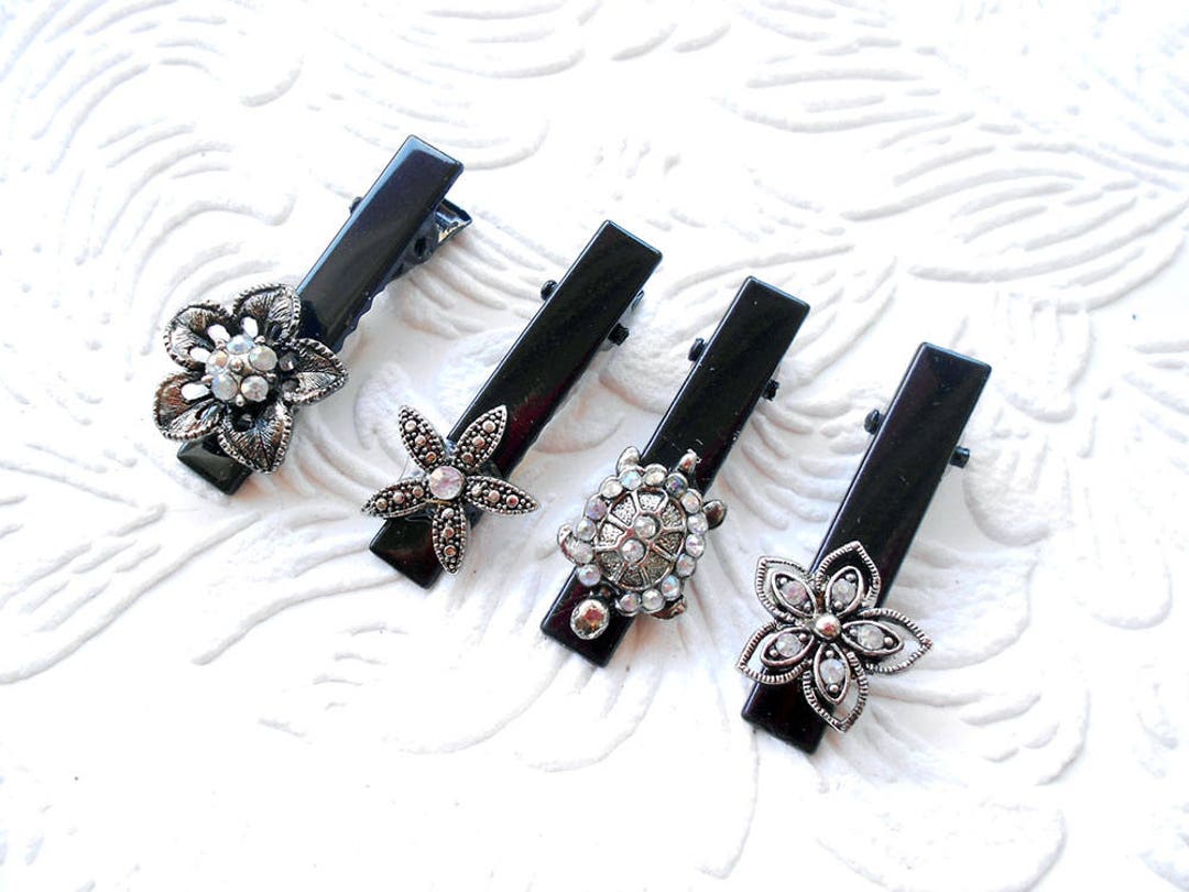 4pc Vintage Hair Clips Accessory Flowers and Turtle Tropical Etsy