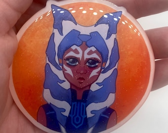 Portachiavi con resina epossidica glitterata Ahsoka