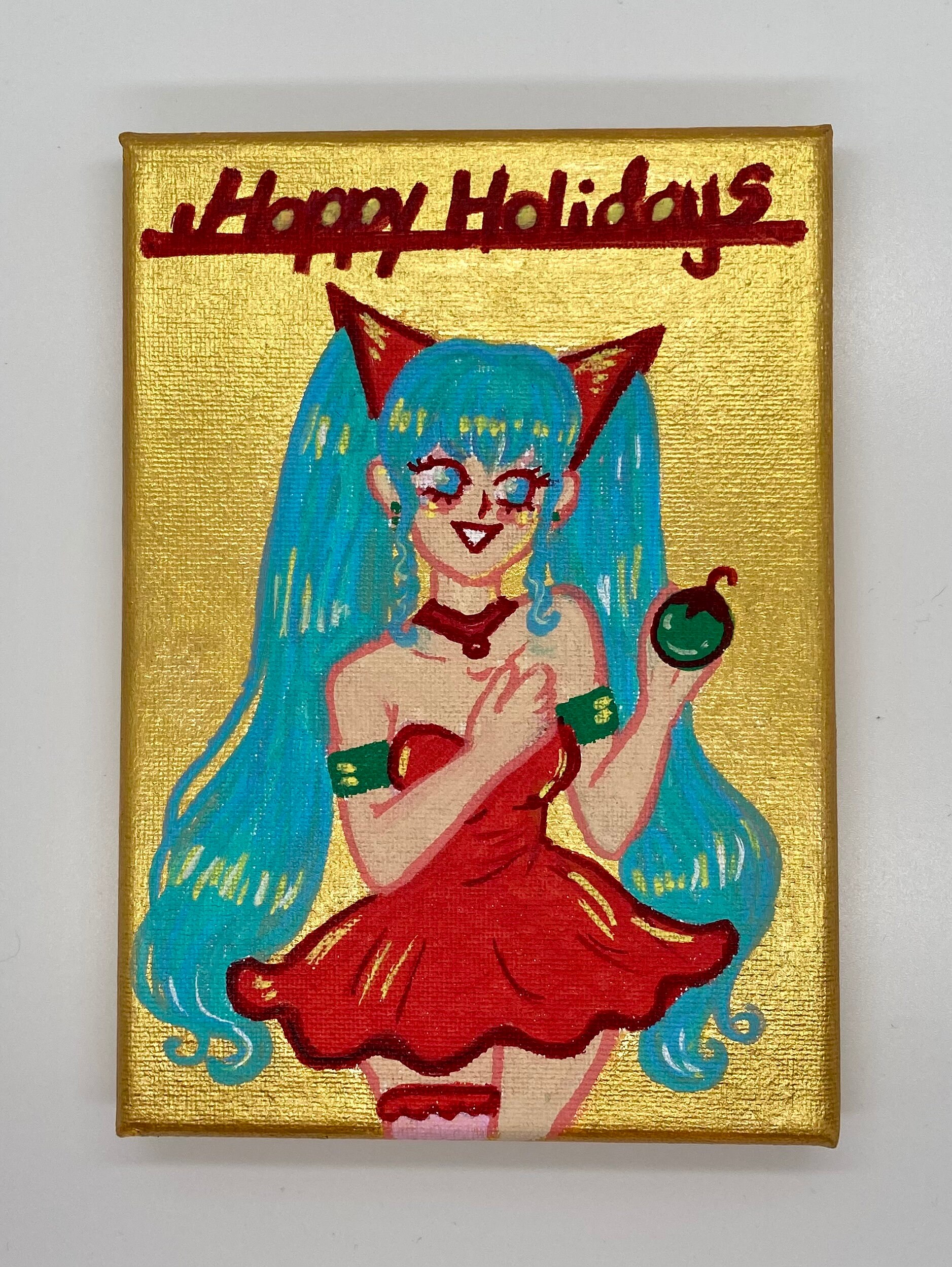 Cute Anime Girl Christmas Hand Painted Canvas - Etsy