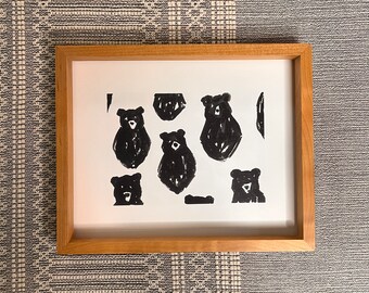 Bear Print, Black and White, Nursery Decor, Gift, Wall Art, Art Print, Black Bear