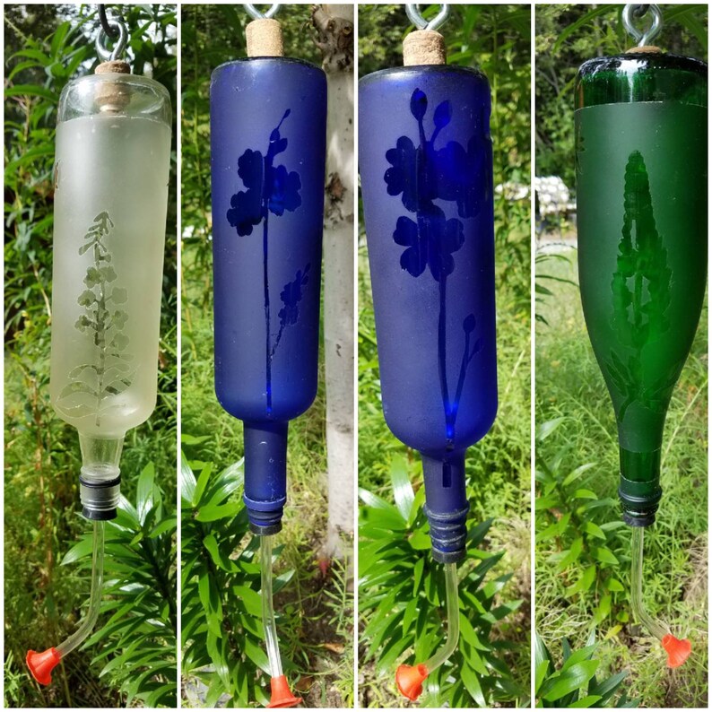 Hummingbird Feeder With Alaska Flowers Made With Recycled Etsy