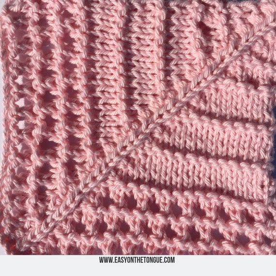 Knitted Blanket Squares Lace Knitting Pattern Blanket Knit Square Pattern Mitred Knitting Patterns Knitting Pattern