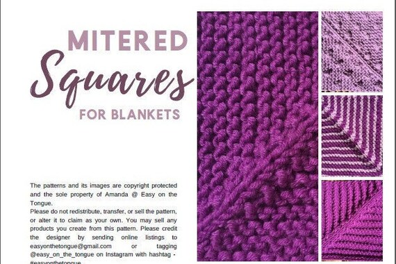 Knitting Pattern E Book Of 6 Mitred Square Knitting Patterns Knitted Blanket Squares Blanket Knit Square Pattern Knitting Pattern E Book Of 6 Mitred Square Knitting Patterns Knitted Blanket Squares Blanket Knit Square Pattern
