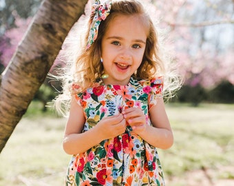 what is a paper dress Girls Floral Party Dress - Girls Spring Dress - 1st Birthday Dress - Rifle Paper Co. Print Dress - Celebration Dress - Floral Print