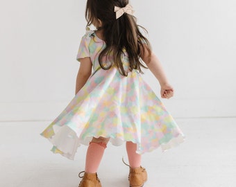 Girls Birthday Twirl Dress - Celebration Dress - Pastel Spring Dress - Birthday Dress - Toddler Dress - Birthday Outfit - Confetti Dress